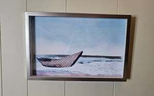 Oliver Gal Art Print Beach with LV Monogram Boat Framed Wall Art